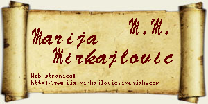 Marija Mirkajlović vizit kartica
